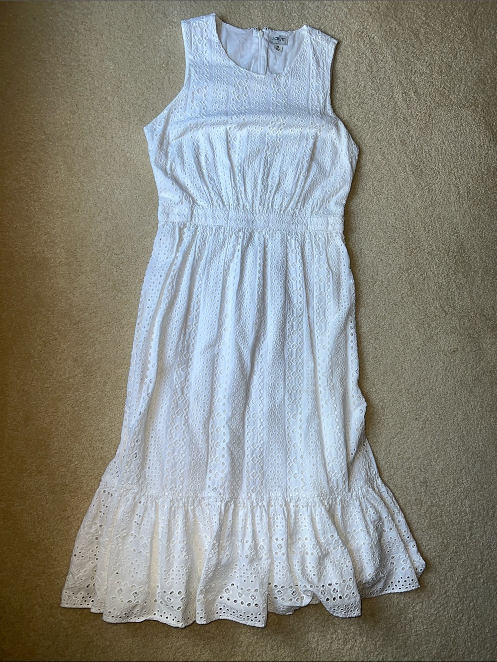 JCrew white eyelet midi dress